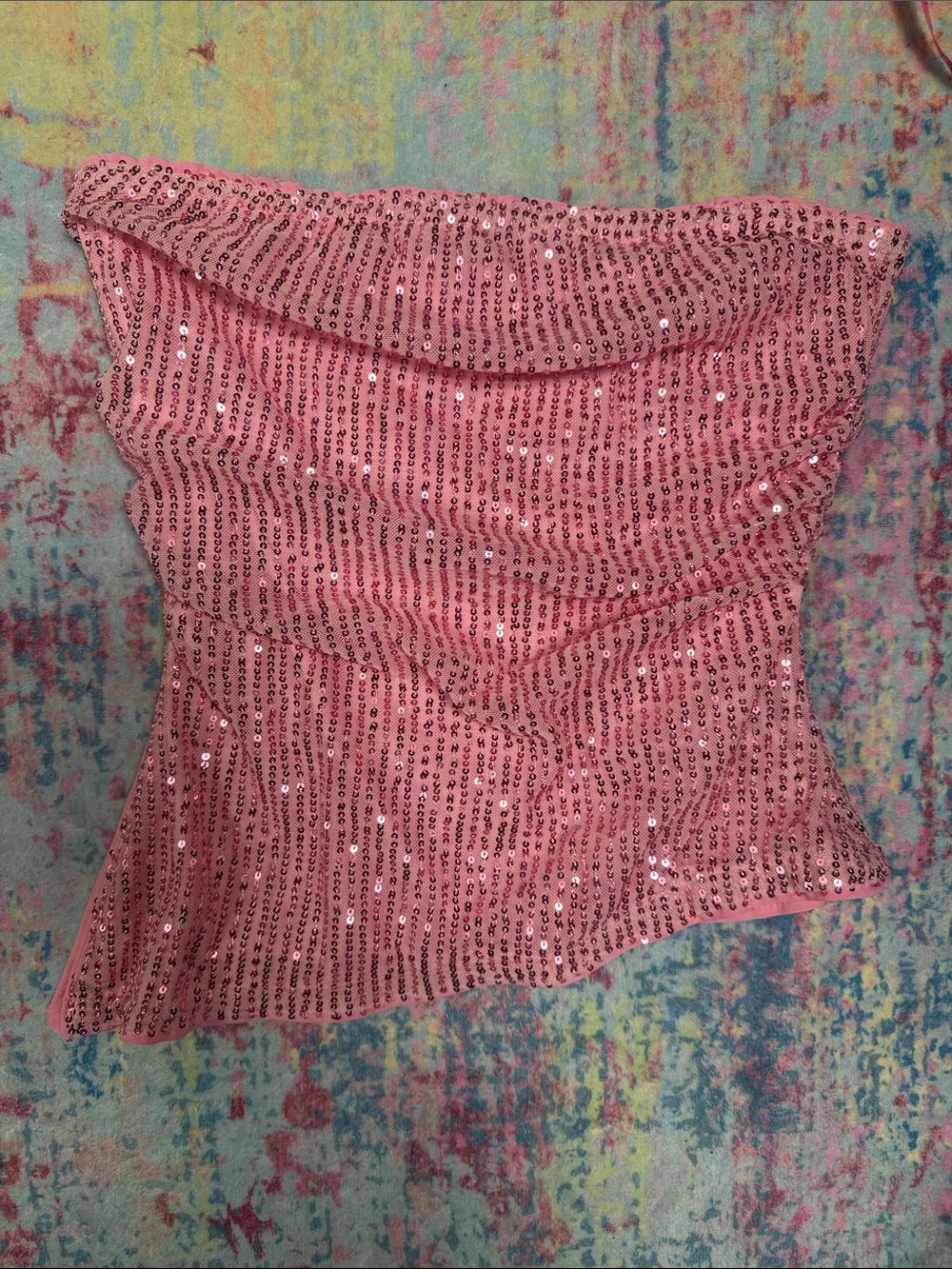 💜SHEIN Pink Sequin Strapless Camisole